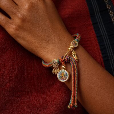 Tibetan Sacred Deity Charm Cord Bracelet