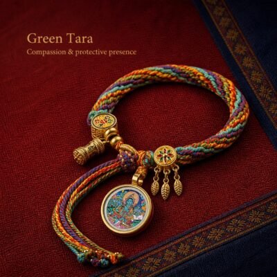 Tibetan Sacred Deity Charm Cord Bracelet