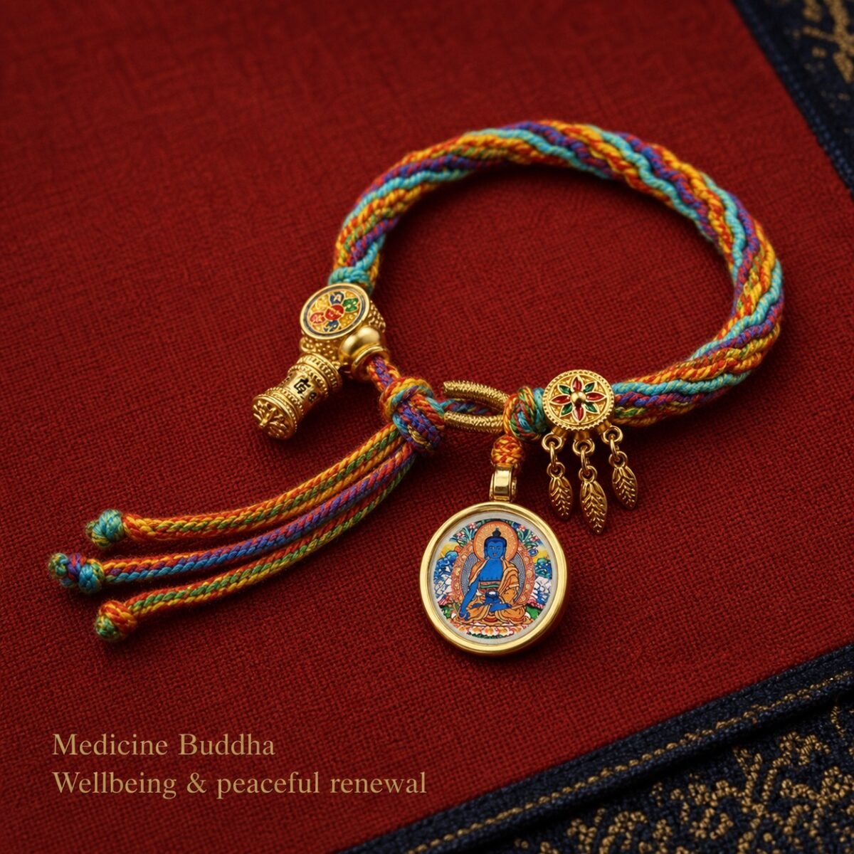 Tibetan Sacred Deity Charm Cord Bracelet