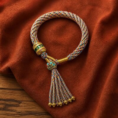 tibetan-six-syllable-mantra-bracelet-tassel-colorful Six-Syllable Mantra Bracelet
