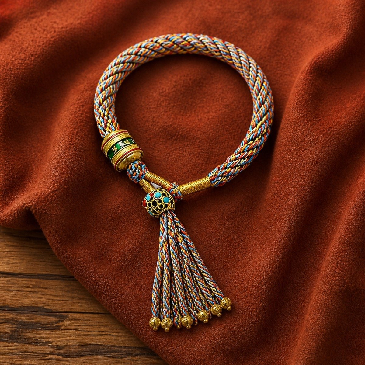 tibetan-six-syllable-mantra-bracelet-tassel-colorful Six-Syllable Mantra Bracelet