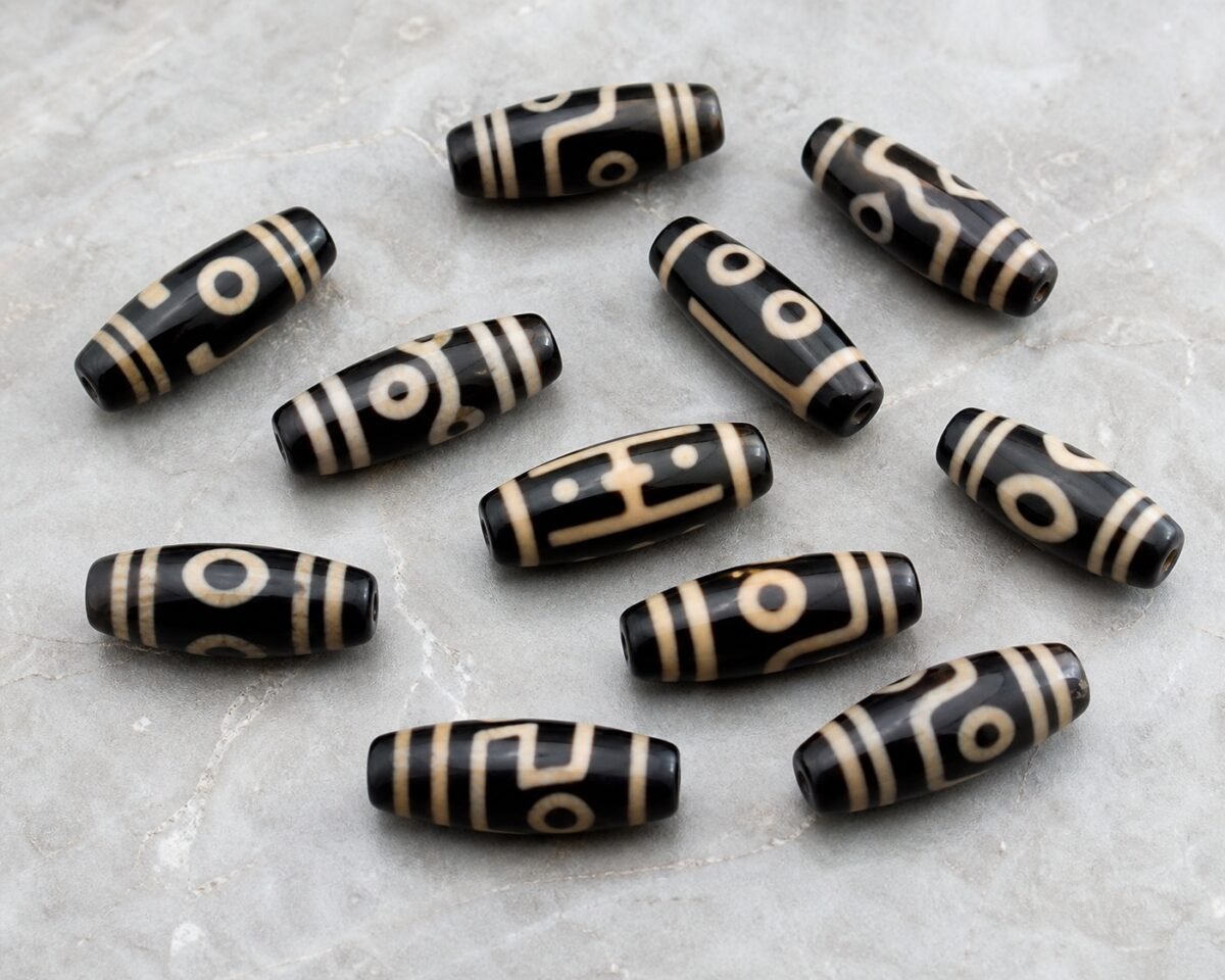 tibetan-style-dzi-collection-stone Tibetan Dzi Bead for DIY Mala — 20 Sacred Motifs