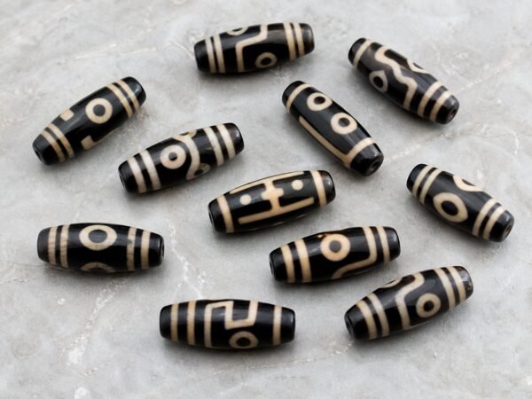 Tibetan Dzi Bead for DIY Mala — 20 Sacred Motifs