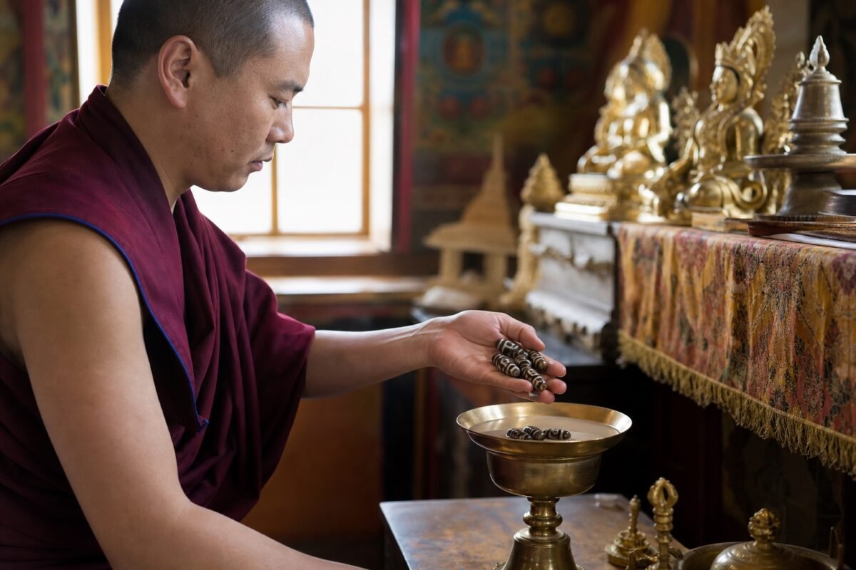 tibetan-style-dzi-monk-offering Tibetan Dzi Bead for DIY Mala — 20 Sacred Motifs