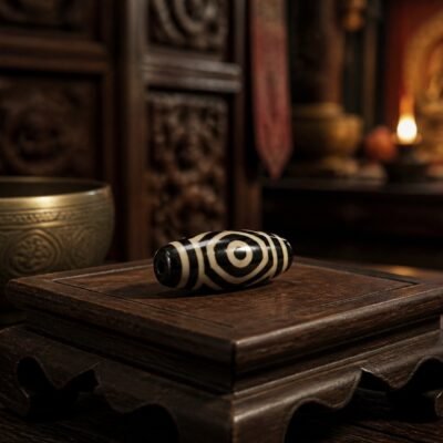 tibetan-style-dzi-temple-altar Tibetan Dzi Bead for DIY Mala — 20 Sacred Motifs