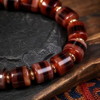 Tibetan Temple-Return Red Agate Dzi Bracelet