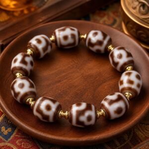 Treasure Vase Dzi bracelet in natural old-mine agate
