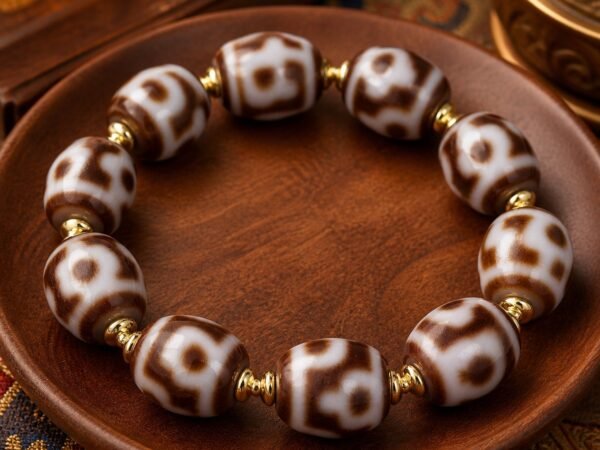 Treasure Vase Dzi bracelet in natural old-mine agate