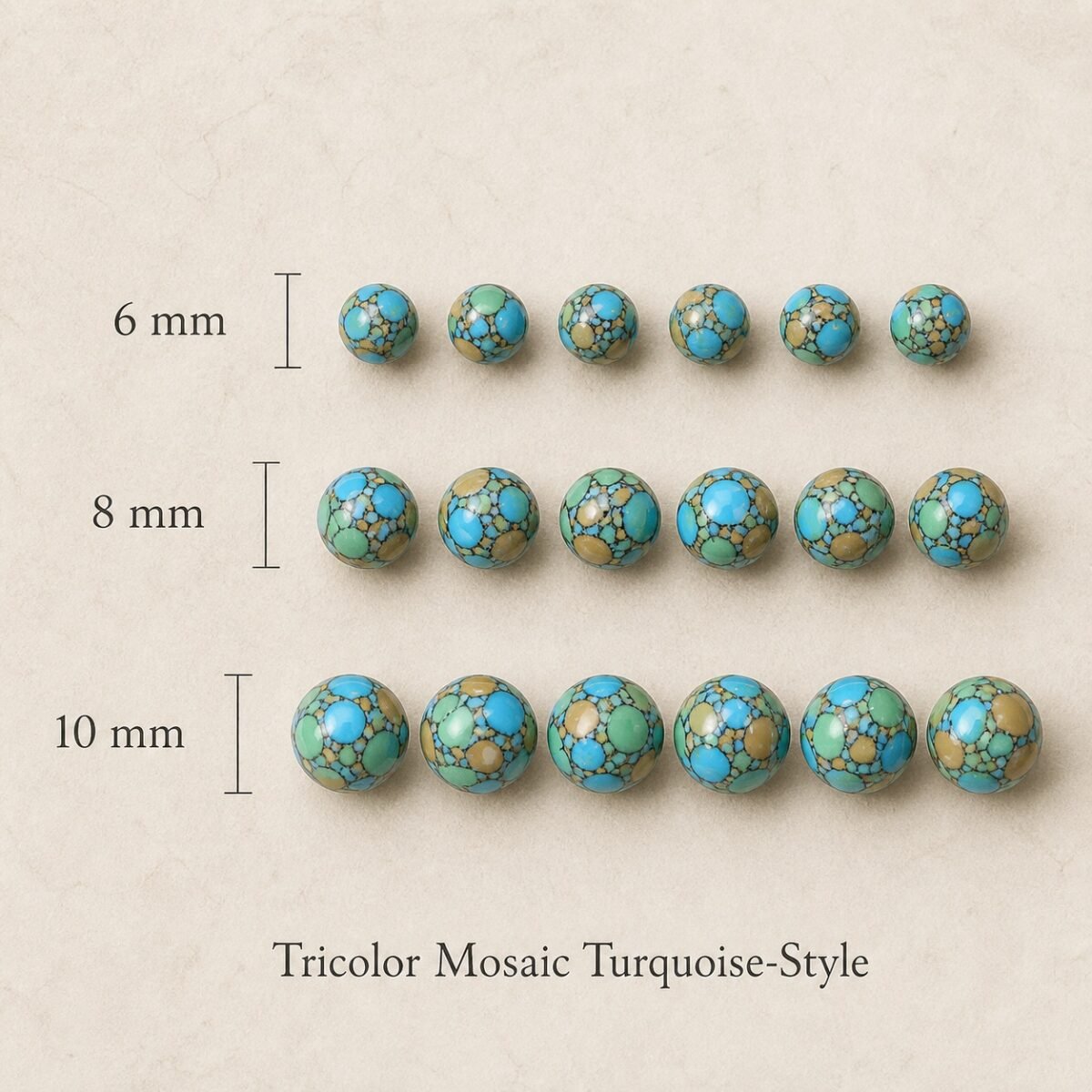 tricolor-mosaic-turquoise-style-beads-size-guide Premium Natural Tricolor Mosaic Turquoise Beads for DIY Mala Making