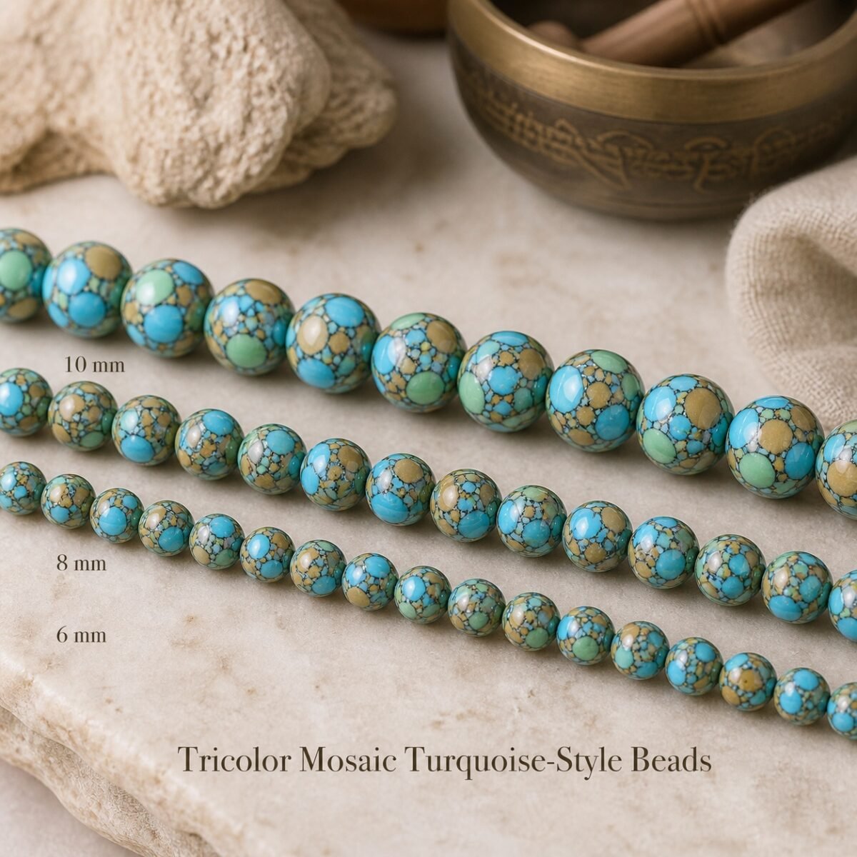 tricolor-mosaic-turquoise-style-beads-text-main Premium Natural Tricolor Mosaic Turquoise Beads for DIY Mala Making