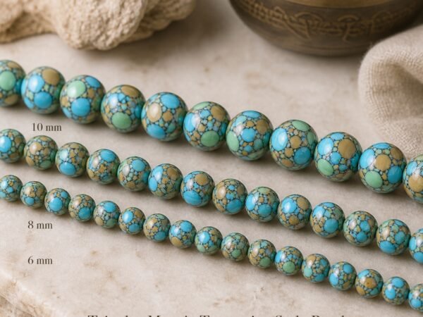 Premium Natural Tricolor Mosaic Turquoise Beads for DIY Mala Making