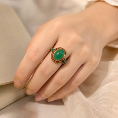 Vintage Cloisonne Gemstone Statement Ring