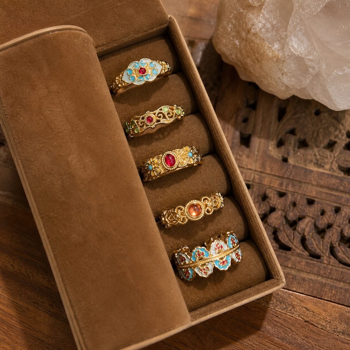 Vintage Palace Cloisonne Adjustable Ring