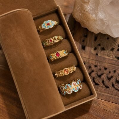 Vintage Palace Cloisonne Adjustable Ring