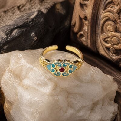 Vintage Palace Cloisonne Adjustable Ring