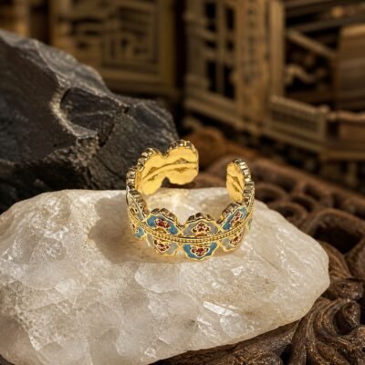Vintage Palace Cloisonne Adjustable Ring