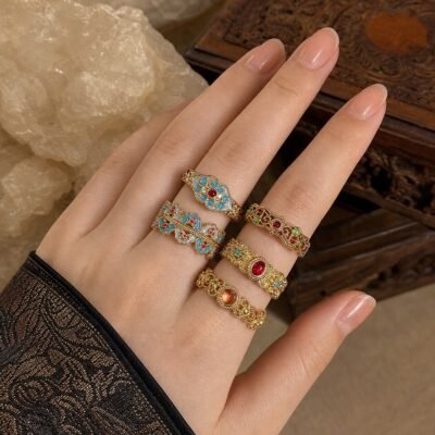 Vintage Palace Cloisonne Adjustable Ring