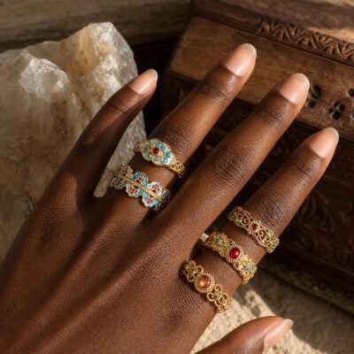 Vintage Palace Cloisonne Adjustable Ring