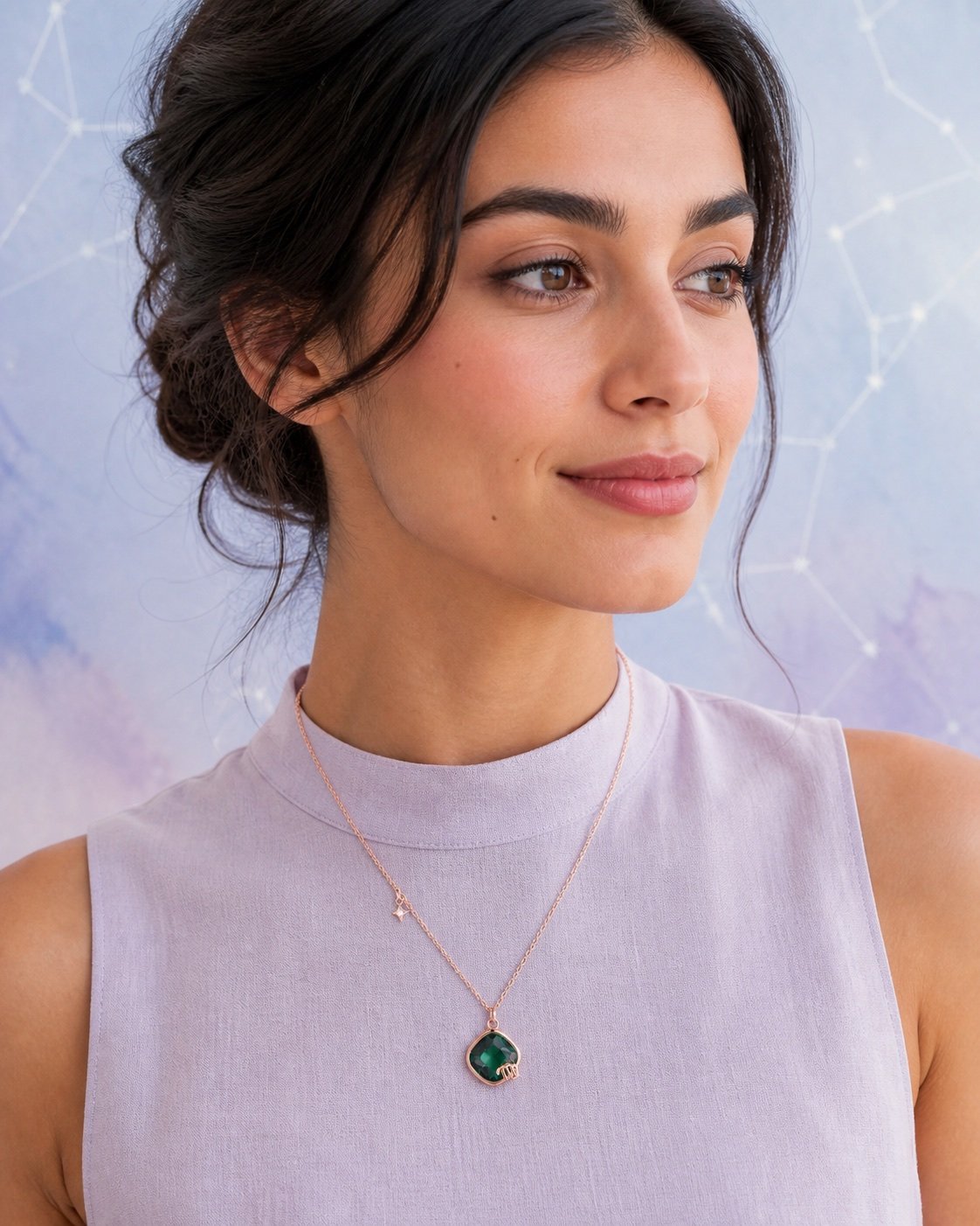Virgo Rose Gold Crystal Zodiac Necklace