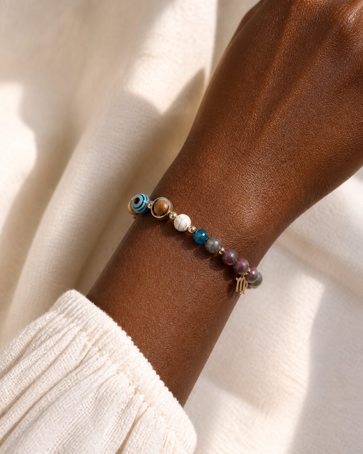 Virgo Celestial Light Planetary Bead Bracelet