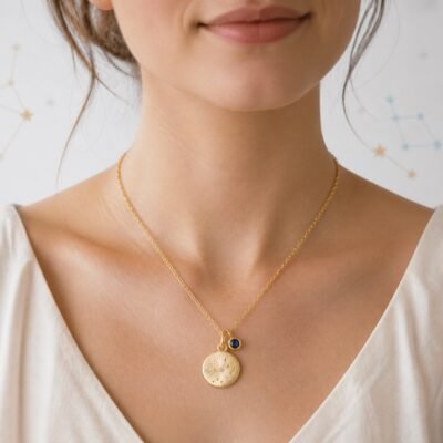 Virgo Gold Constellation Medallion Necklace