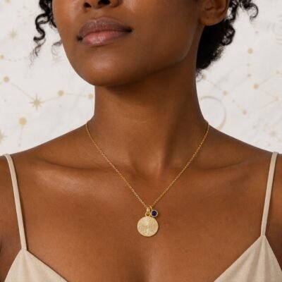 Virgo Gold Constellation Medallion Necklace