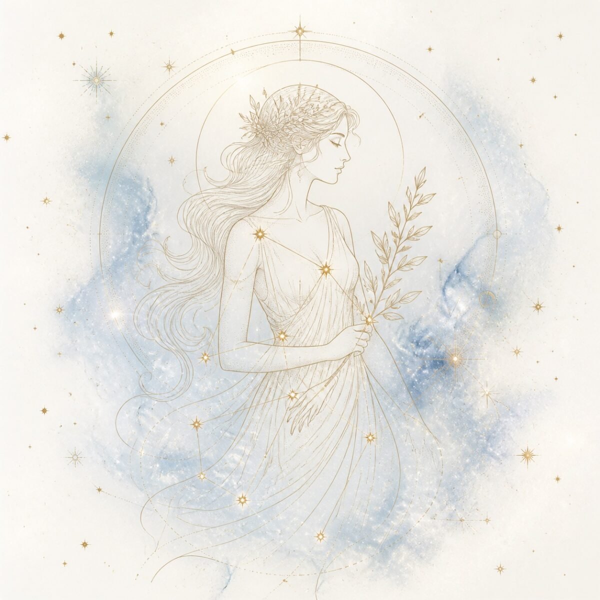 Virgo Gold Constellation Medallion Necklace