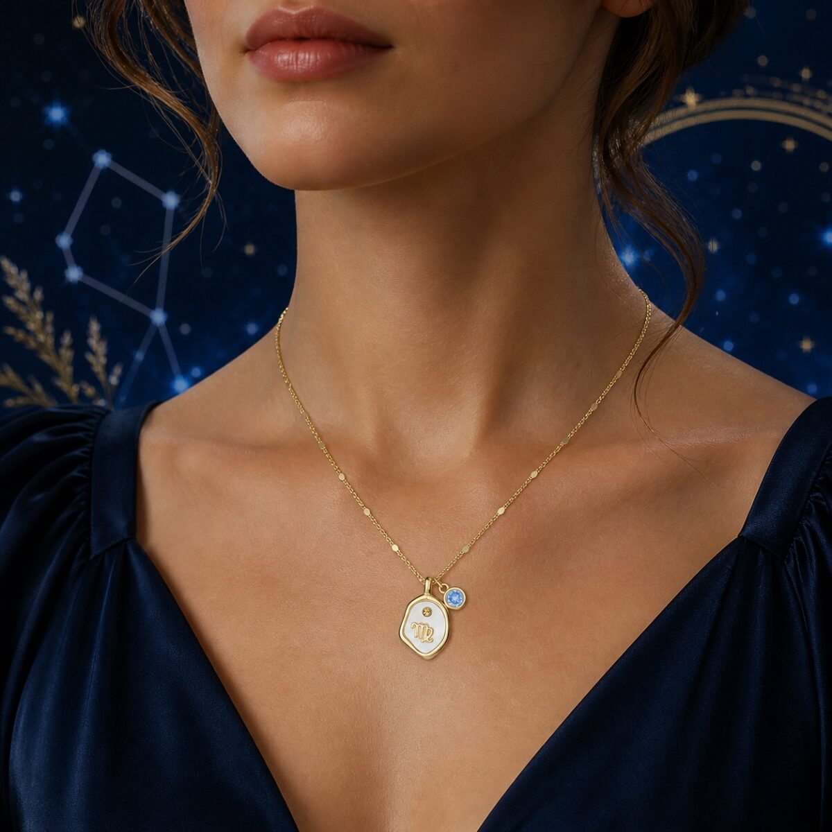 Virgo Pearlescent Zodiac Birthstone Necklace