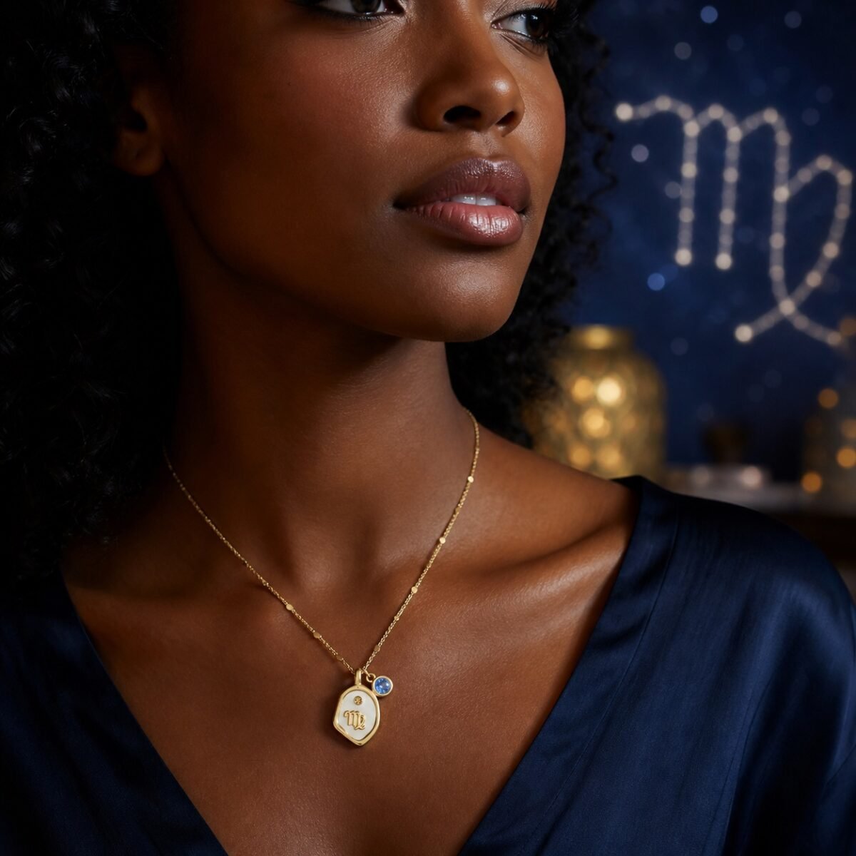 Virgo Pearlescent Zodiac Birthstone Necklace
