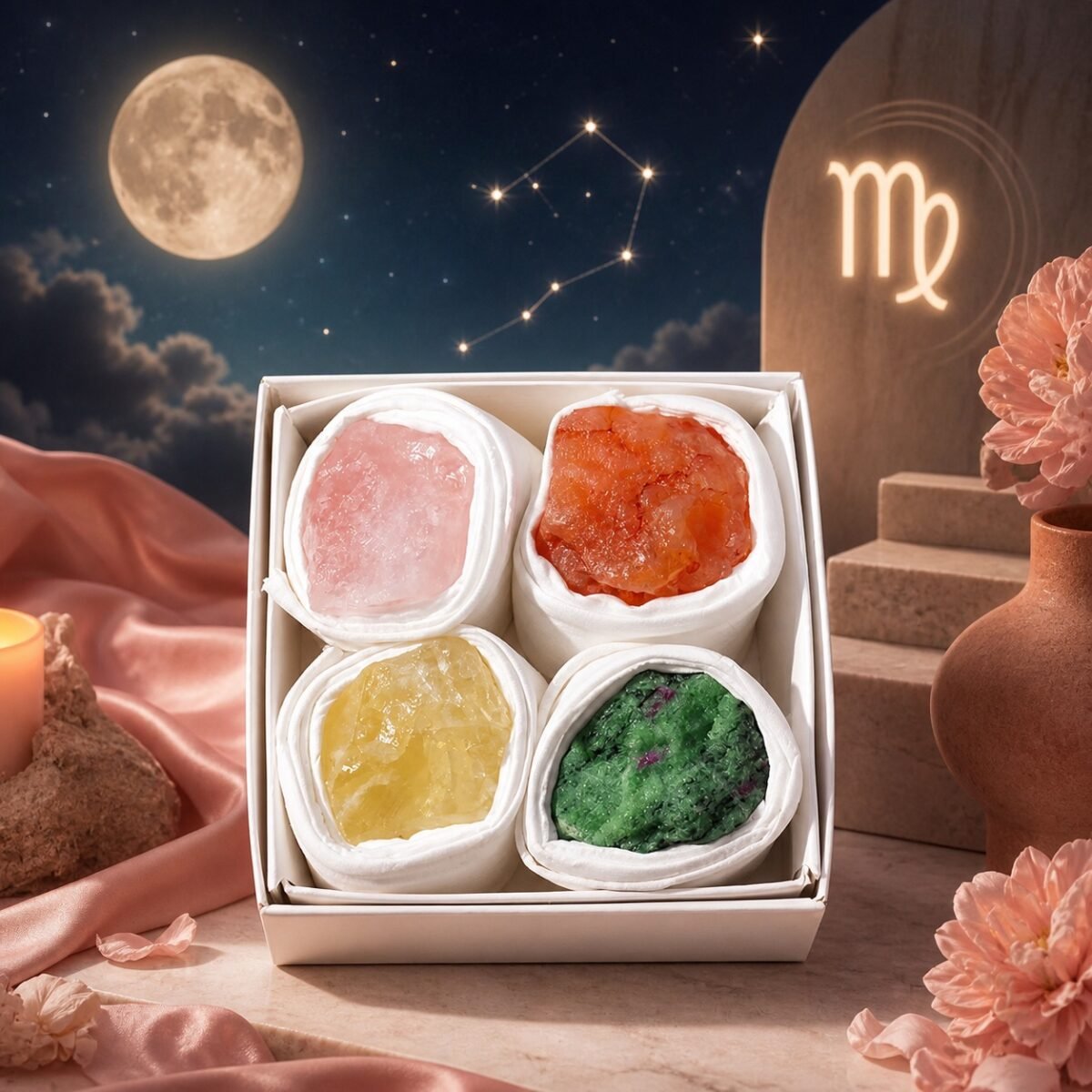 Virgo Four Raw Crystal Gift Set