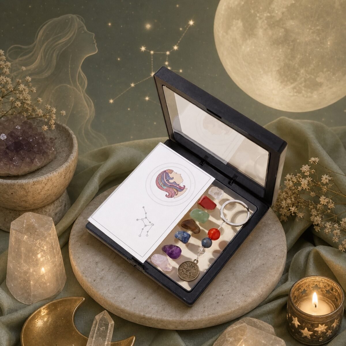 virgo-zodiac-seven-chakra-crystal-keychain-gift-set-04-zodiac-energy Virgo Seven Chakra Crystal Keychain Gift Set