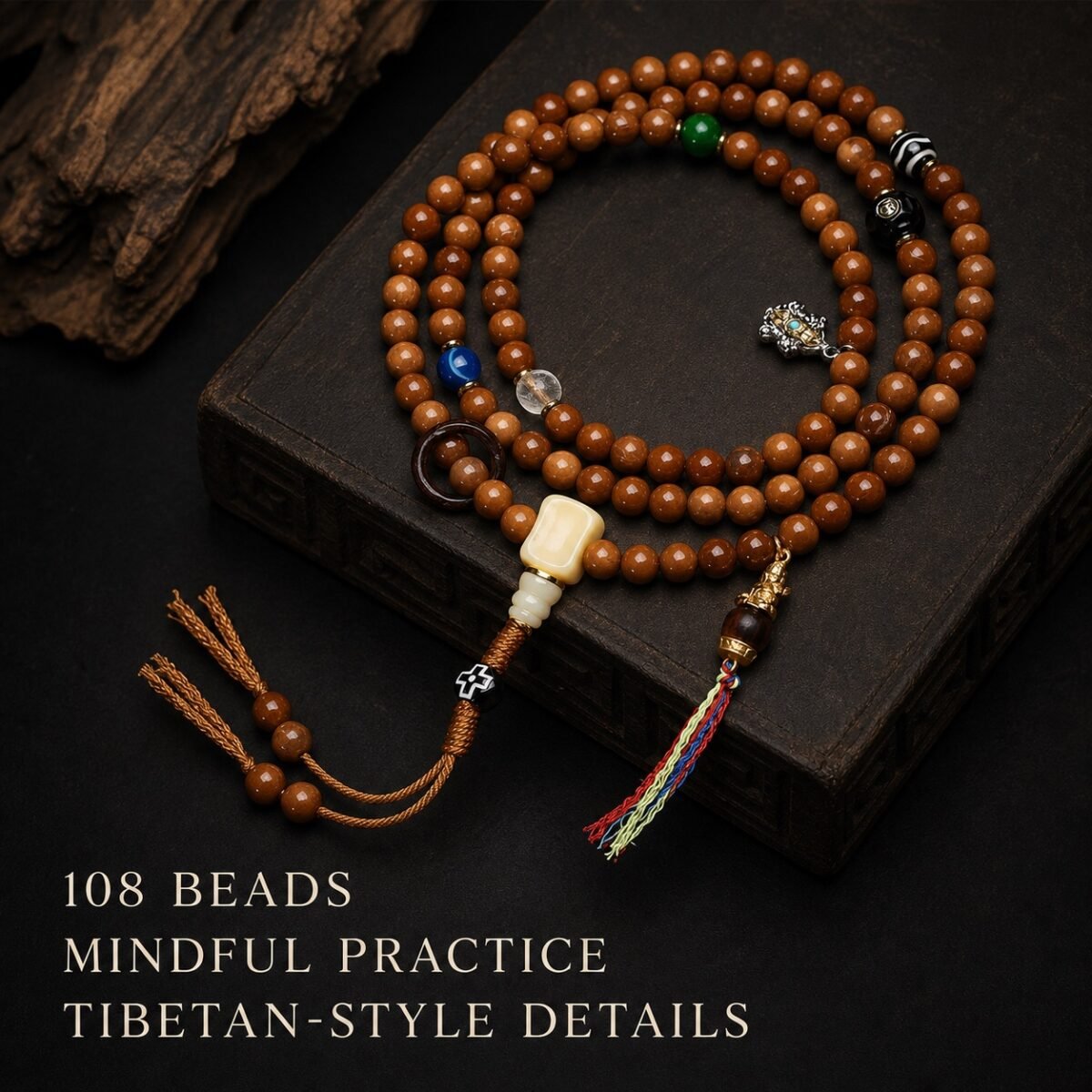 Golden Hour 108-Bead Tibetan Prayer Mala
