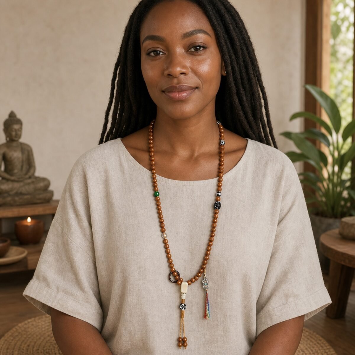 Golden Hour 108-Bead Tibetan Prayer Mala
