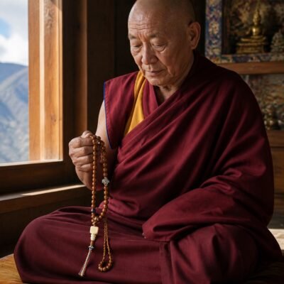 Golden Hour 108-Bead Tibetan Prayer Mala