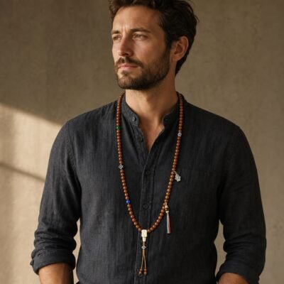 Golden Hour 108-Bead Tibetan Prayer Mala