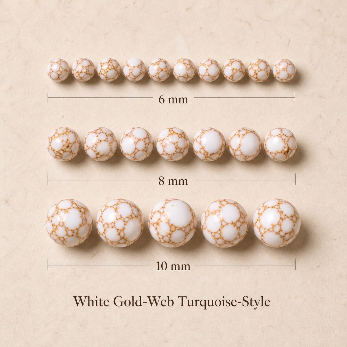 Premium Natural White Gold-Web Turquoise Beads for DIY Mala Making