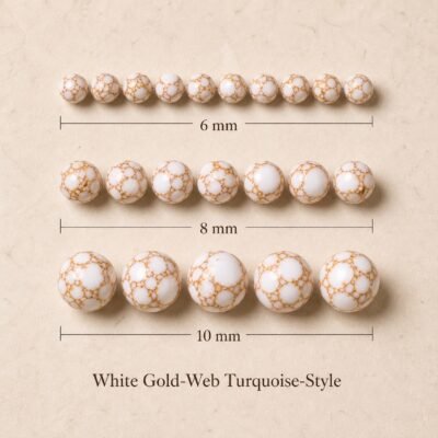 Premium Natural White Gold-Web Turquoise Beads for DIY Mala Making