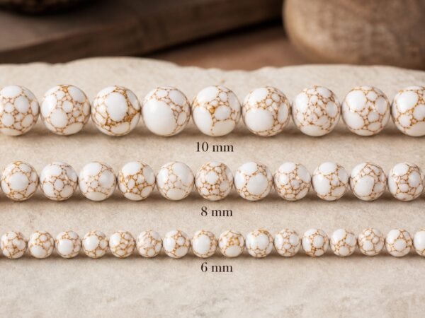 Premium Natural White Gold-Web Turquoise Beads for DIY Mala Making