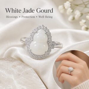 White Jade Gourd Blessing Ring