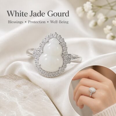 White Jade Gourd Blessing Ring