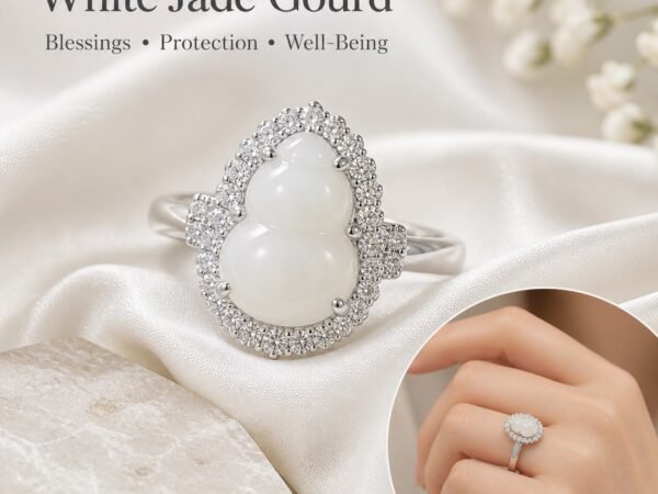 White Jade Gourd Blessing Ring