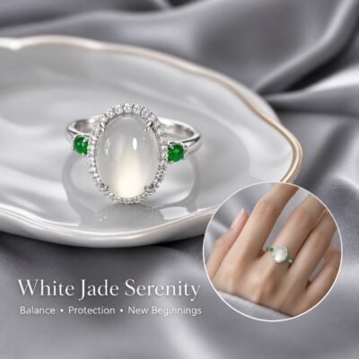 White Jade Serenity Oval Ring