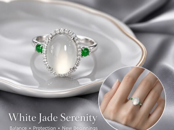 White Jade Serenity Oval Ring