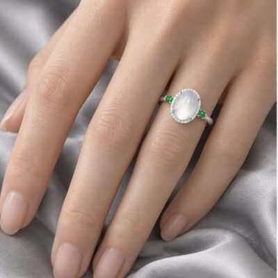 White Jade Serenity Oval Ring