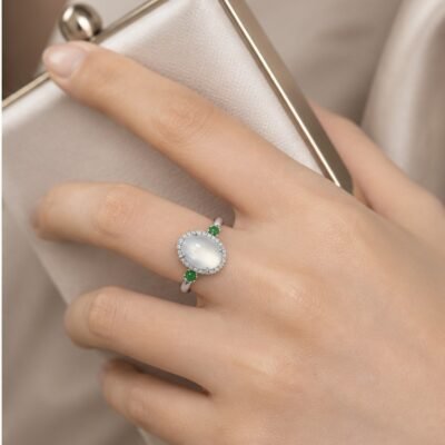 White Jade Serenity Oval Ring
