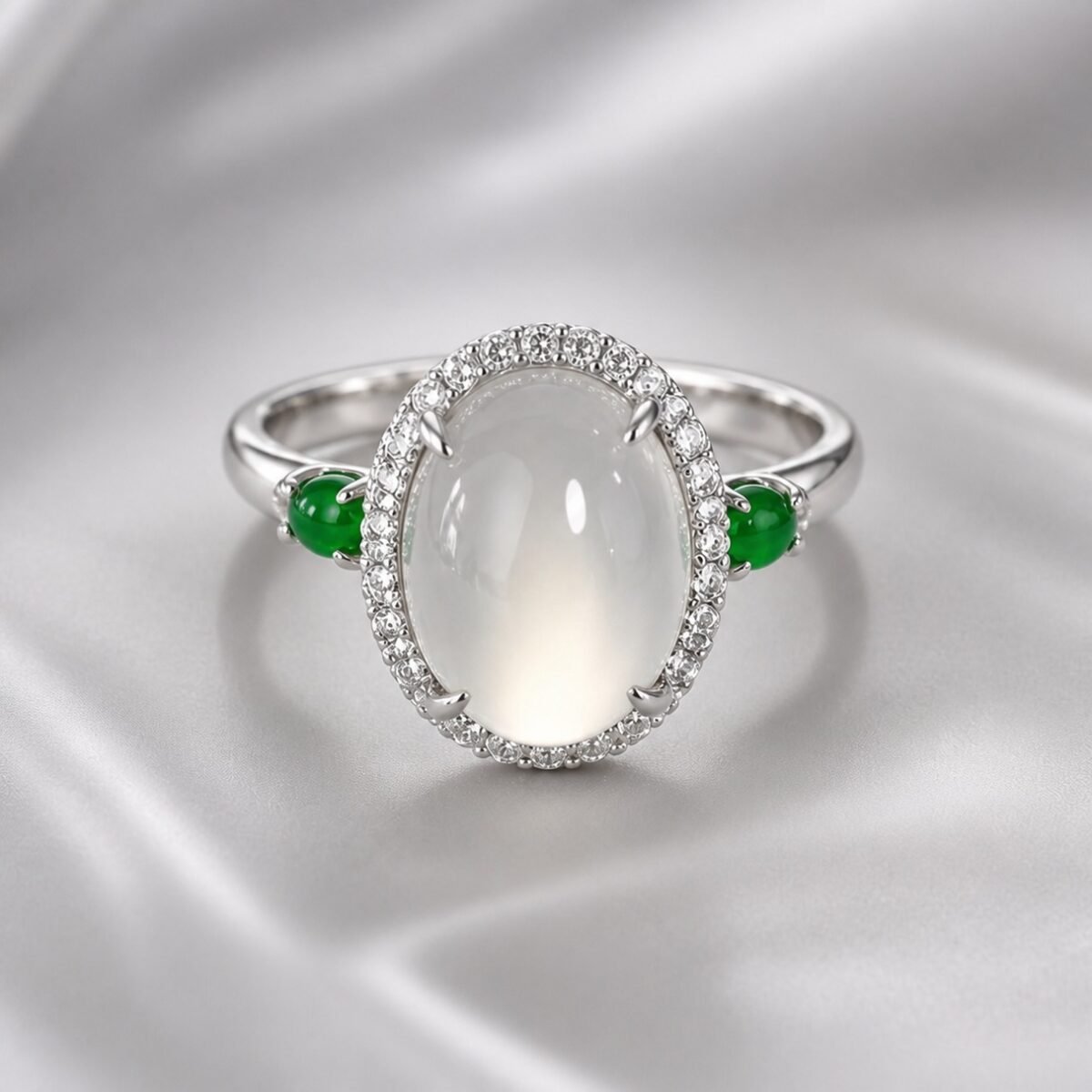 White Jade Serenity Oval Ring