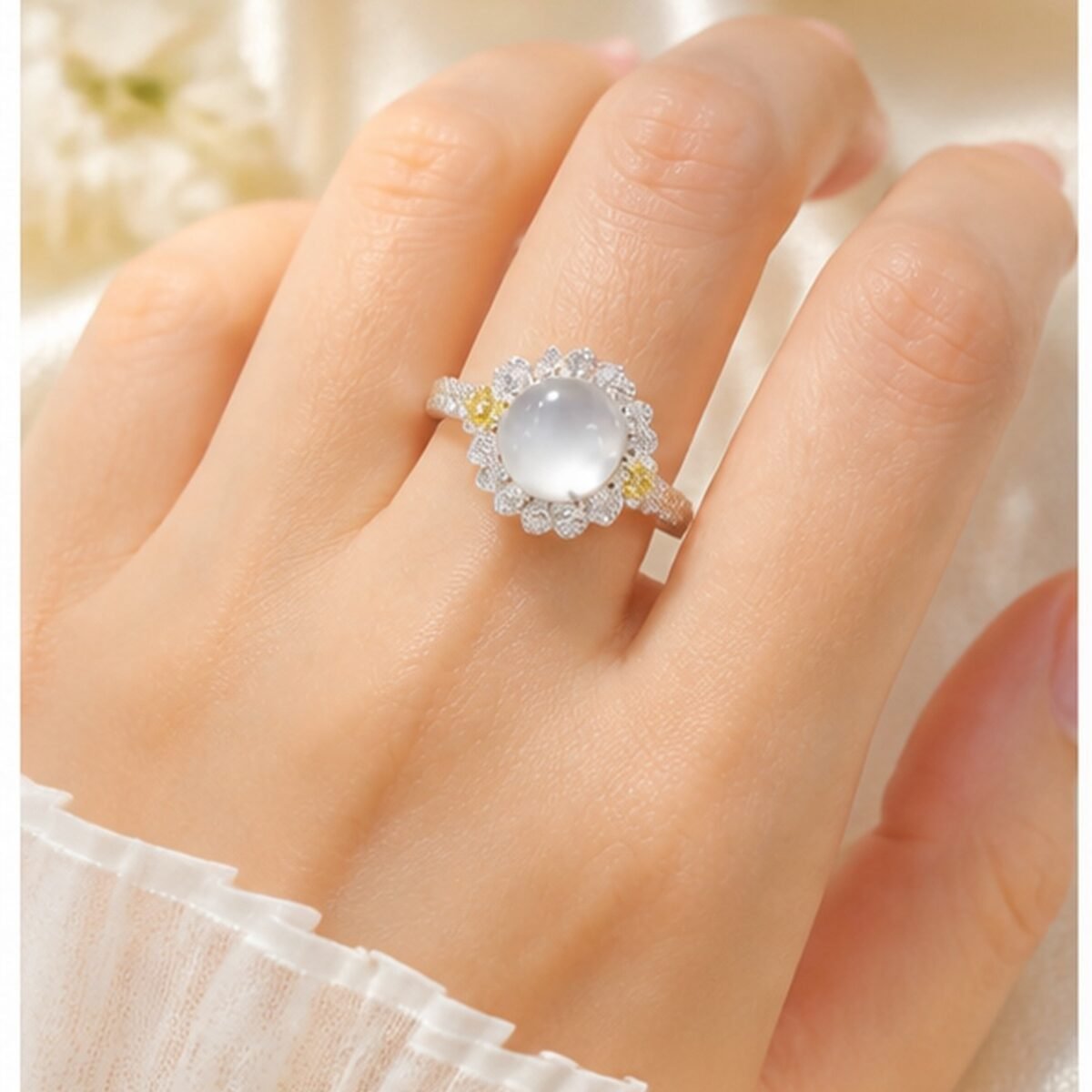 White Jade Sunlit Joy Ring