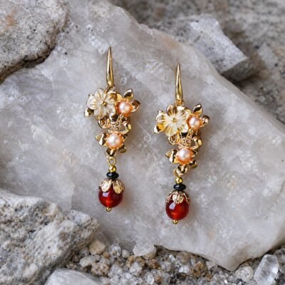 Wisteria Bloom Pearl & Jade Drop Earrings