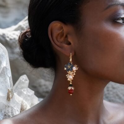 Wisteria Bloom Pearl & Jade Drop Earrings