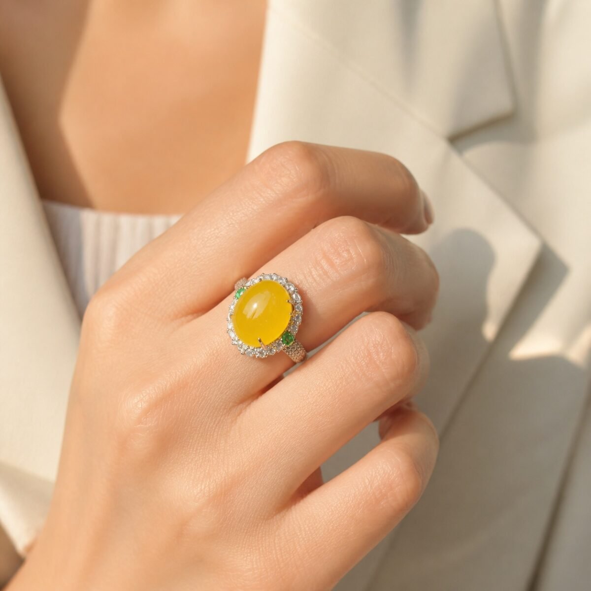 Yellow Jade Confidence Ring